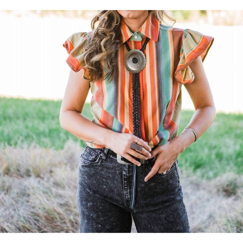 NEW SILVERADO blake ruffle sleeve striped top in multicolor